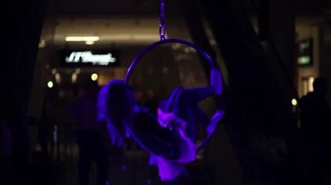 Girl revolves inside the hoop. Stock Footage 62196409