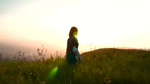 Girl with a robotic prosthesis Stock Footage 134834559