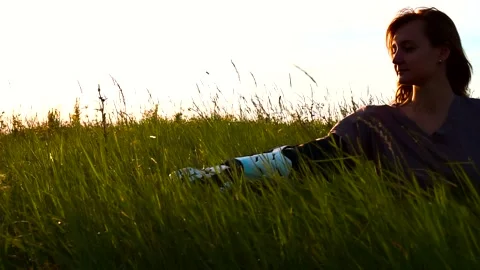 Girl with a robotic prosthesis Stock Footage 134834975
