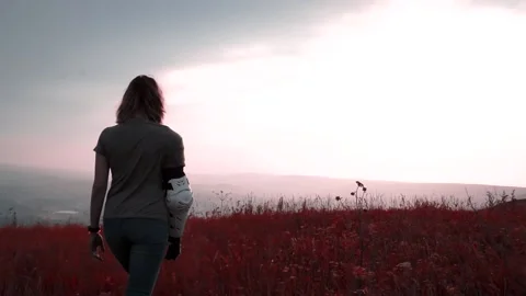 Girl with a robotic prosthesis Stock Footage 134835016