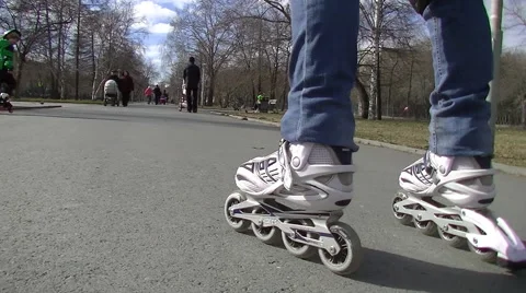 The girl on roller skates Stock Footage 56182874