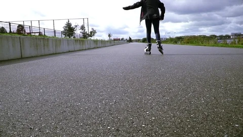 Girl on roller skates Stock Footage 81062041