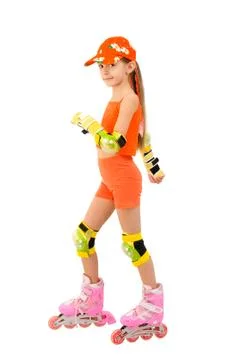The girl on roller skates Stock Photos