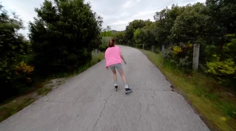 Girl roller Skating Stock Footage 63420217
