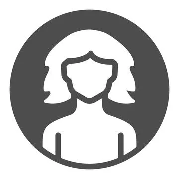 Girl in round shape solid icon, online education concept, Woman silhouette sign 스톡 일러스트