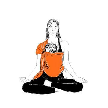 Girl with a ruby meditates Stock Illustration