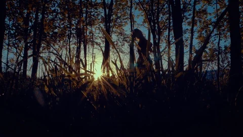 Girl runing in forest Stock Footage 89525825