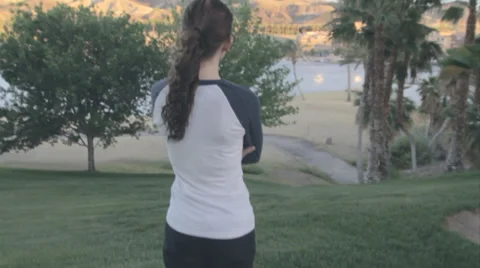 Girl Runner Looking Stock Footage 33150953