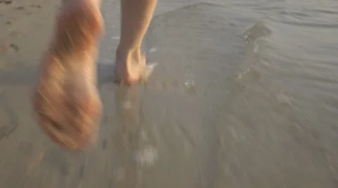 Girl is running by the beach Stock Footage 61064873