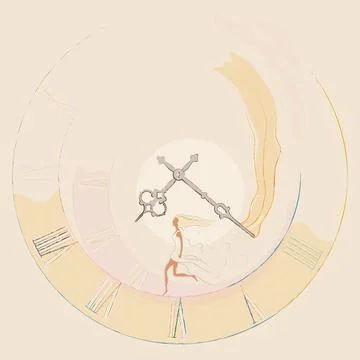 Girl running in a clock, through time Illustrazione stock