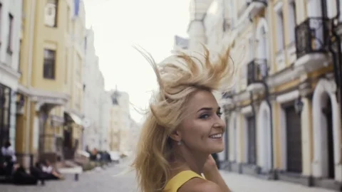 The girl is running Stock Footage 80222312