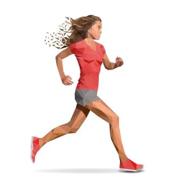 Girl running marathon designed using line geometric graphic vector Illustrazione stock