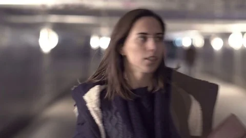 Girl Running in a Rush Video stock 81449962
