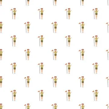 Girl scouts repeating seamless pattern with flag Stock Illustration
