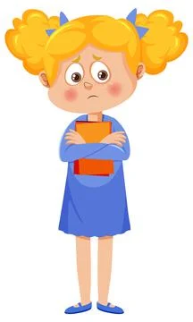 A girl with scowl face expression Stock Illustration