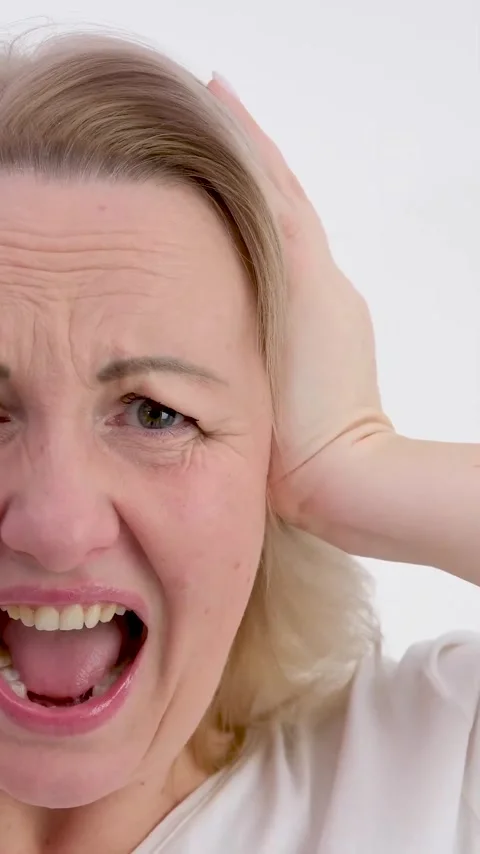 girl scream a white t-shirt on a white b... | Stock Video | Pond5