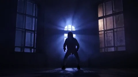 Girl sensually performs dance, movements are graceful. Silhouette, slow motion Stock Footage
