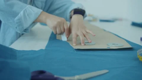 Girl in the sewing studio Stock Footage 234872705
