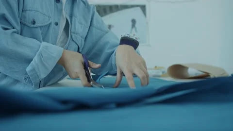 Girl in the sewing studio Stock Footage 234872776