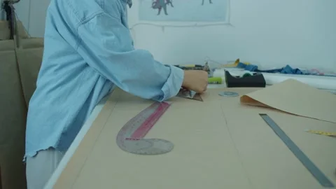 Girl in the sewing studio Stock Footage 234873119