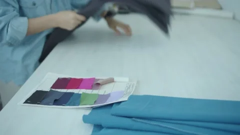 Girl in the sewing studio Stock Footage 234873170