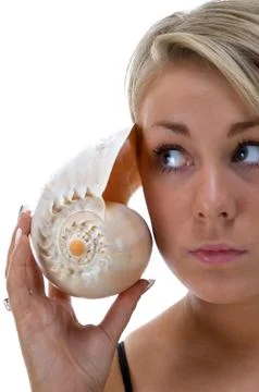 Girl with a Shell Stock Photos