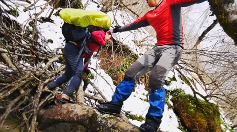 Girl shoots a backpack in front of a difficult transition Stock Footage 50769801