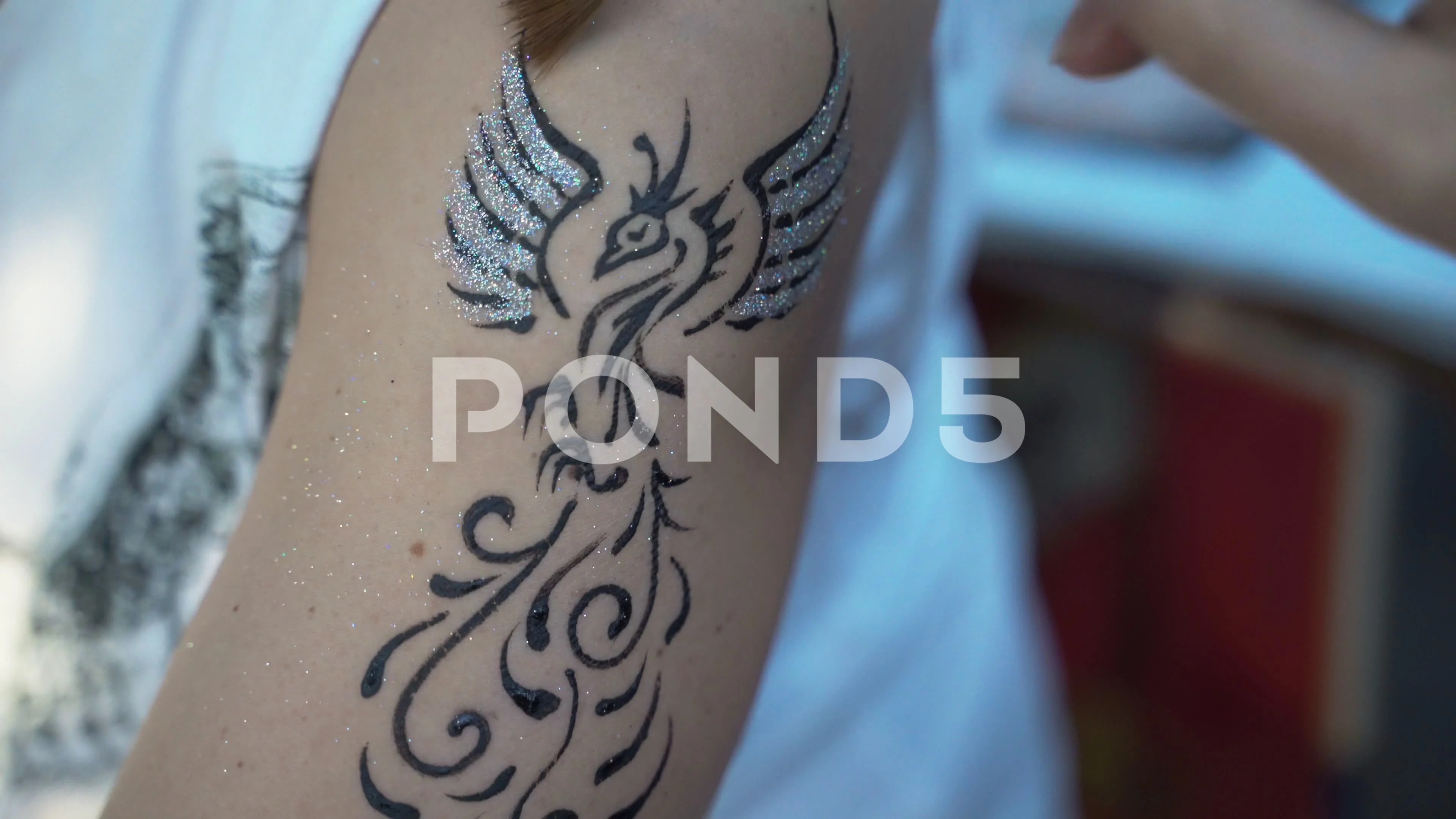 Woman with Henna Tattoo on Her Shoulder Stock Photo  Image of craft  colorful 94322382