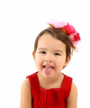 Girl showing her tongue Stock Photos