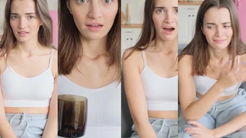 The girl shows emotions of shock and Stock Video Pond5