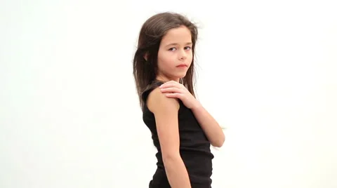 Girl shows a model pose Video stock 63323708