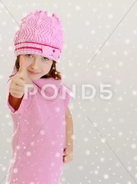 Girl shows thumb up Stock Photos