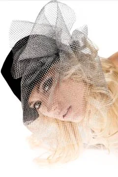 The girl with silver net Foto stock