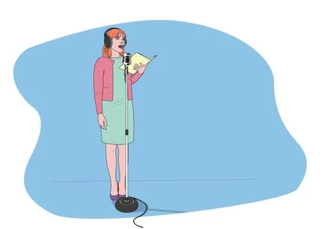 A Girl singing to a Microphone Stock-Illustration