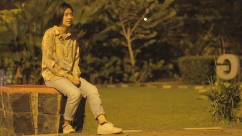 Girl Sitting Alone Stock Footage 108651308