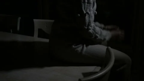 Girl is sitting on the table Stock Footage 86113162