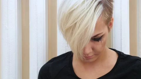 Girl is Sitting Thinking of Heh Problems Video stock 66423711