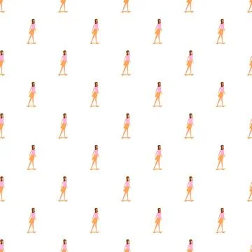 Girl on skateboard flat vector pattern background Illustrazione stock