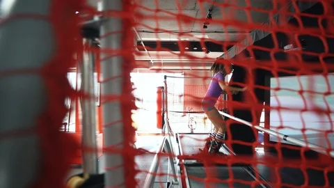 The girl is skiing on a simulator. Stock Footage 116350289