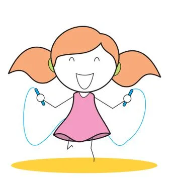 Girl skipping Stock Illustration