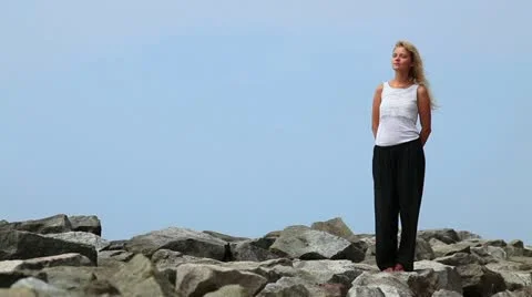 Girl on The Sky Stock Footage 22029515