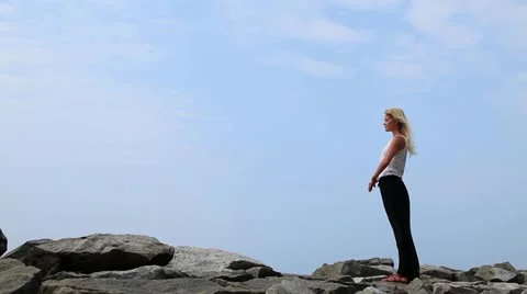 Girl on The Sky Stock Footage 22041045