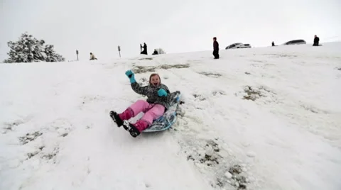 Girl sledding Stock Footage 45021315