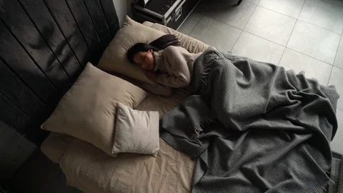 Girl sleeping in bed Stock Footage 107321583