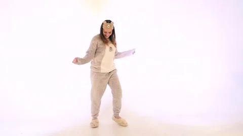 Girl Slowly Dancing in Studio Stock Footage 59190460