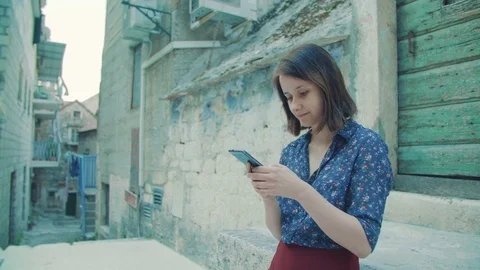 Girl with smartphone Stock Footage 78109727