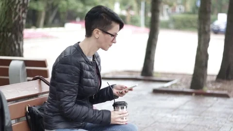 Girl with a smartphone Video stock 80645945