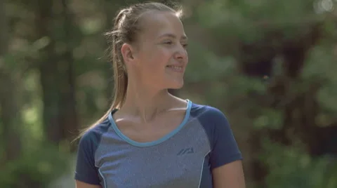 Girl  smiling to the camera and enjoying the weather Stock Footage 53626341