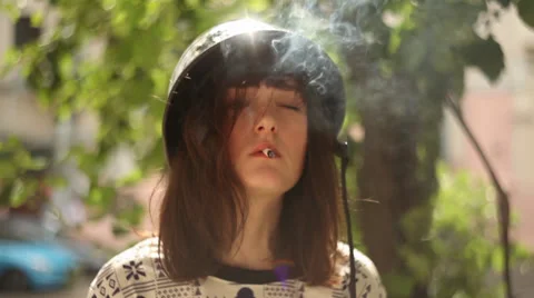 Girl smoke Stock Footage 28678486