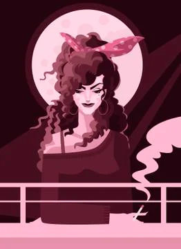 Girl smoking Stock Illustration